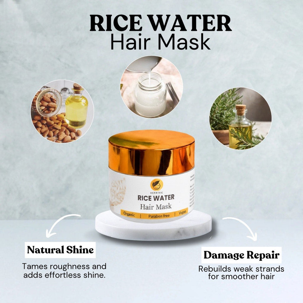 Herbinic Rice Water Hair Mask — Strengthen, Shine & Restore Naturally