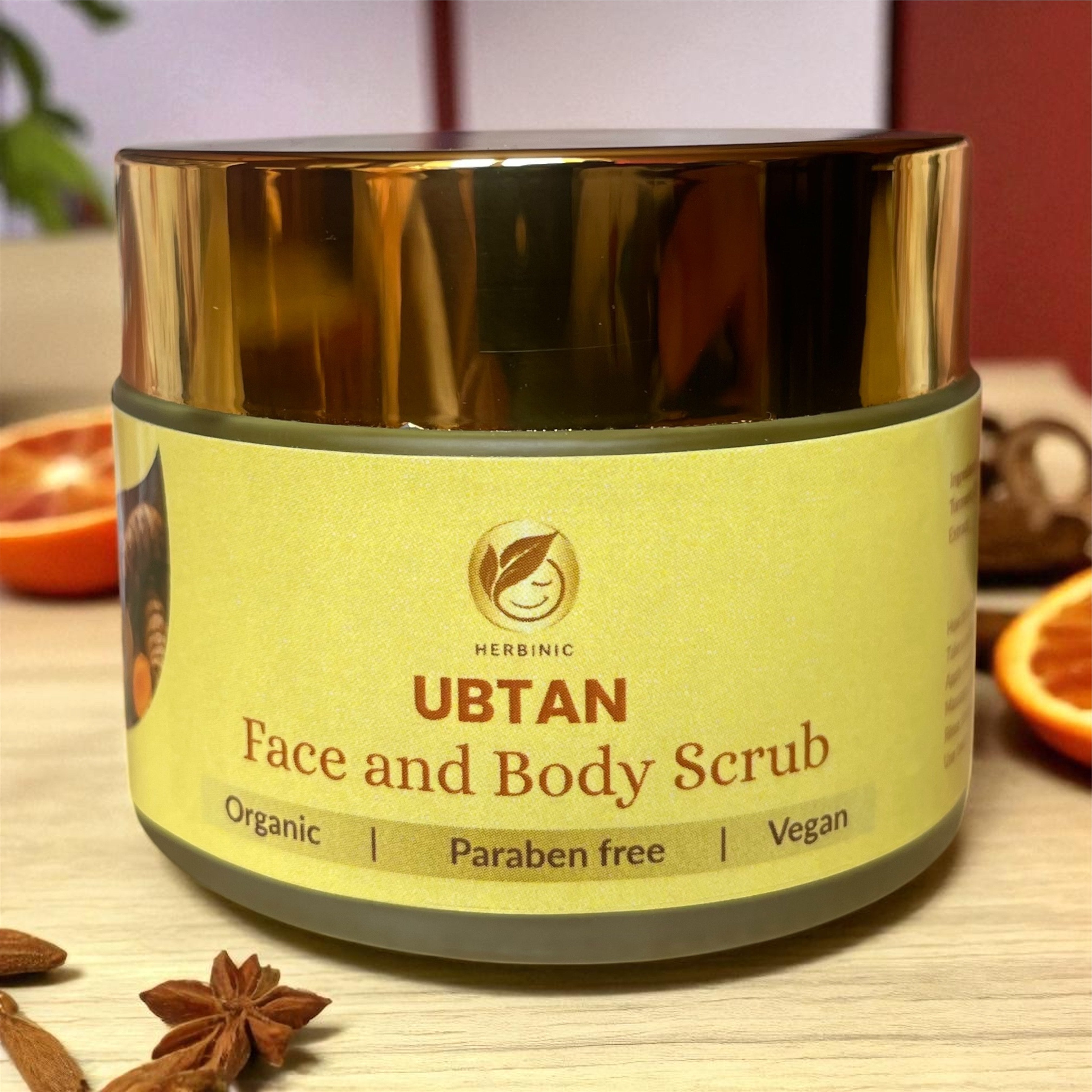 Herbinic Ubtan Glow Scrub — Turmeric, Saffron & Walnut Exfoliant